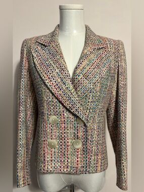 Herbert Grossman Multicolor Tweed Double-Breasted Blazer Jacket